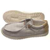 NORTY Mens Lightweight Loafer Slip On Lace Up Casual Boat Shoe Grey Oatmeal