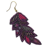 Viola Seed Beads Leaf Leaves Earrings Handcrafted Bling Boho Gems Harvest Fall