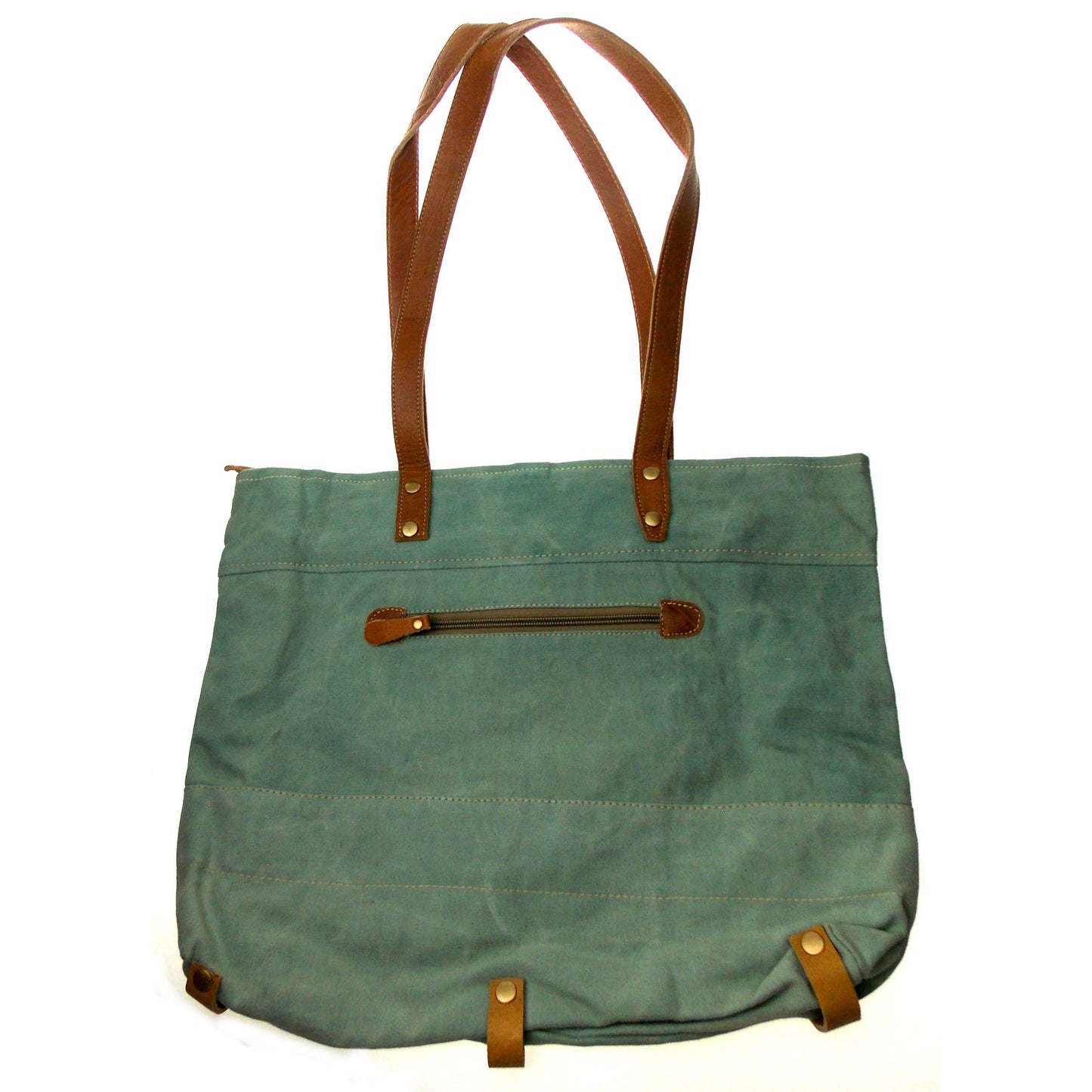 Myra Bag La Couspaude Canvas Tote Bag Handbag Green Eco Friendly Up Cycle Zipper