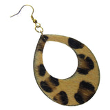 Myra Bag Animal Print Dangling Earrings Genuine Leather Handcrafted Boho Hook