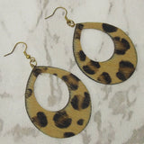 Myra Bag Animal Print Dangling Earrings Genuine Leather Handcrafted Boho Hook