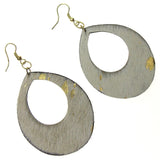 Myra Bag Gold Speckle Dangling Earrings Genuine Leather Handcrafted Boho Hook