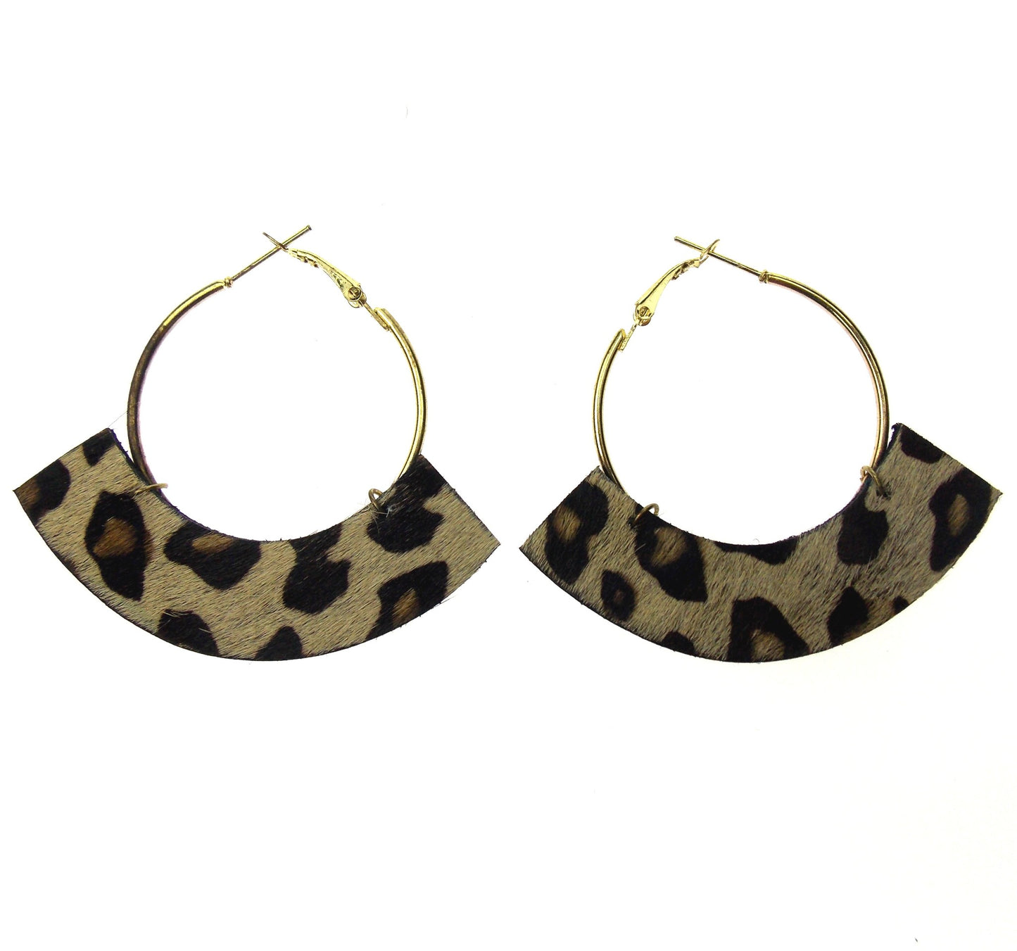 Myra Bag Animal Print Hoop Earrings Genuine Leather Handcrafted Boho Dangle Gift