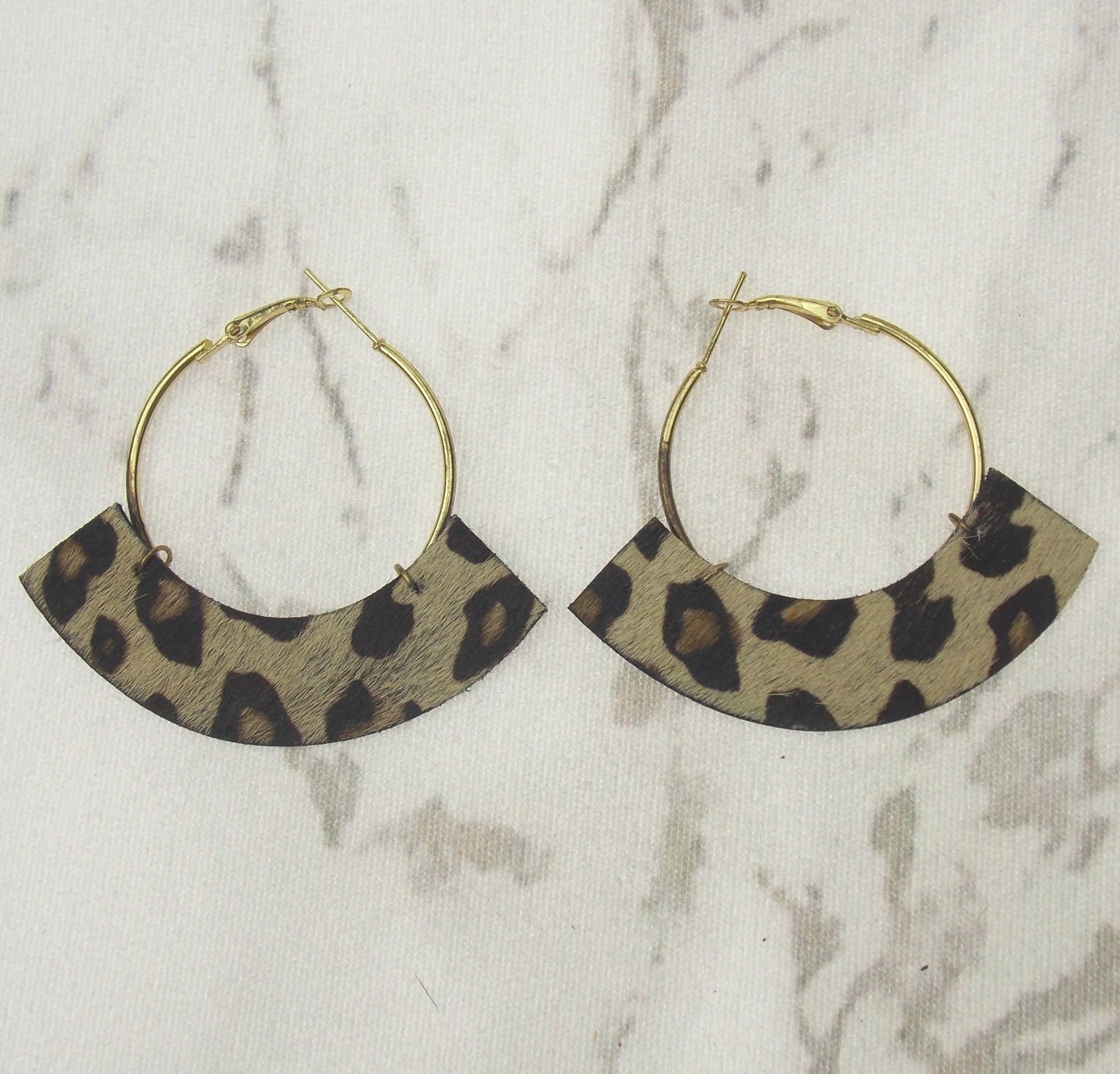Myra Bag Animal Print Hoop Earrings Genuine Leather Handcrafted Boho Dangle Gift