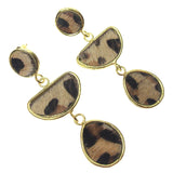 Myra Bag Animal Print Dangle Earrings Genuine Leather Handcrafted Boho Xmas Gift
