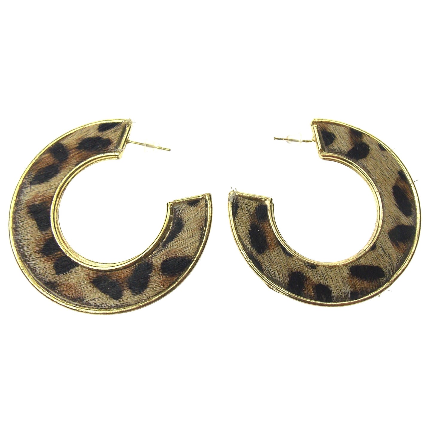 Myra Bag Animal Print Black Brown Hoop Earrings Genuine Leather Handcrafted Boho