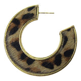 Myra Bag Animal Print Black Brown Hoop Earrings Genuine Leather Handcrafted Boho