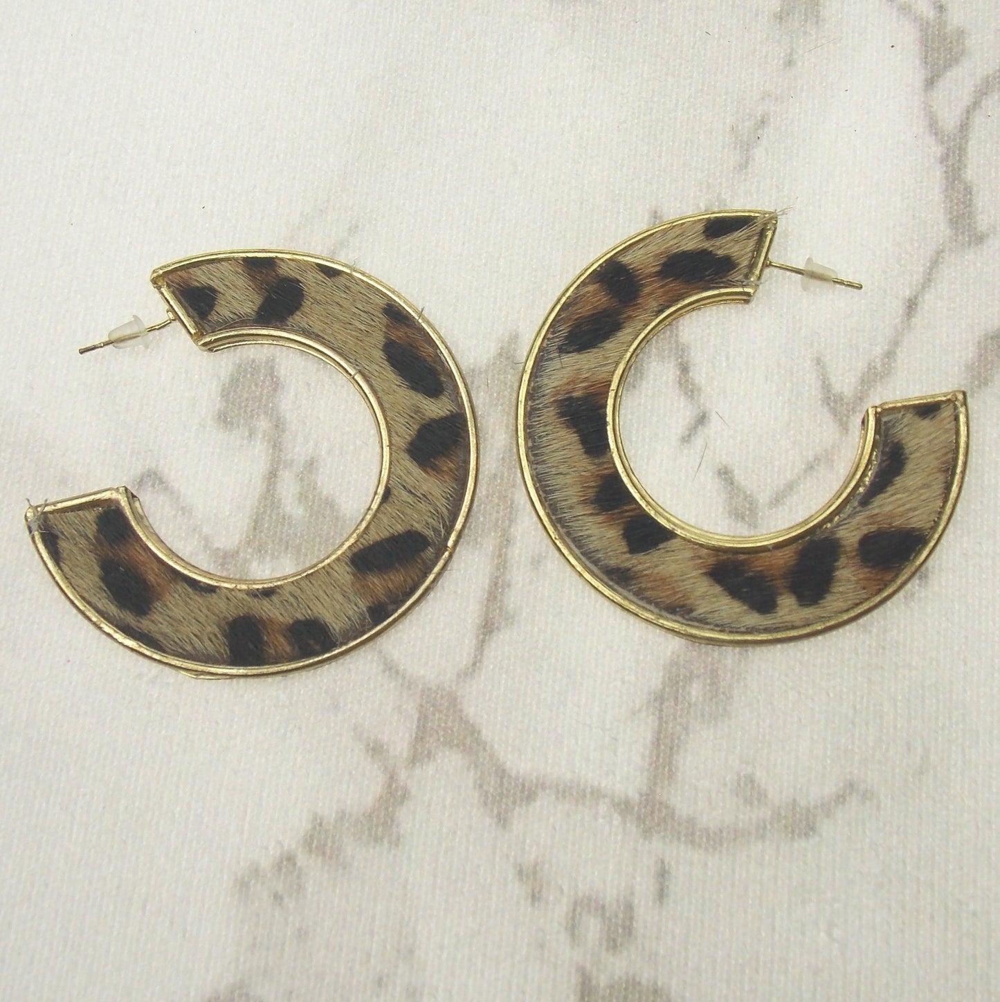 Myra Bag Animal Print Black Brown Hoop Earrings Genuine Leather Handcrafted Boho