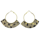 Myra Bag Golden Confetti Hoop Earrings Genuine Leather Handcrafted Boho Dangle