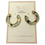 Myra Bag Animal Print White Gold Hoop Earrings Genuine Leather Handcrafted Boho