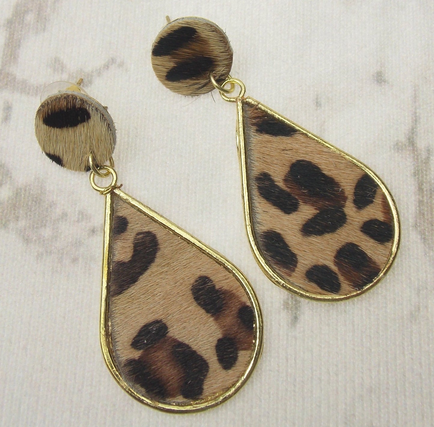Myra Bag Animal Print Dangle Earrings Genuine Leather Handcrafted Boho Gift