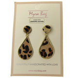 Myra Bag Animal Print Dangle Earrings Genuine Leather Handcrafted Boho Gift
