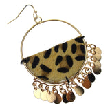 Myra Bag Animal Print Dangling Earrings Genuine Leather Handcrafted Boho Hooks