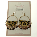 Myra Bag Animal Print Dangling Earrings Genuine Leather Handcrafted Boho Hooks
