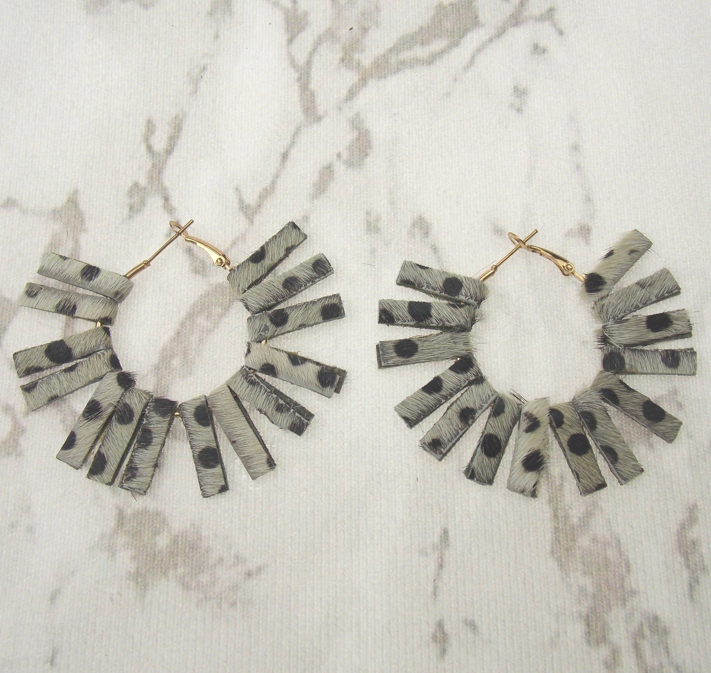 Myra Bag Dotted Hoop Earrings Genuine Leather Handcrafted Boho Dangle Xmas Gift