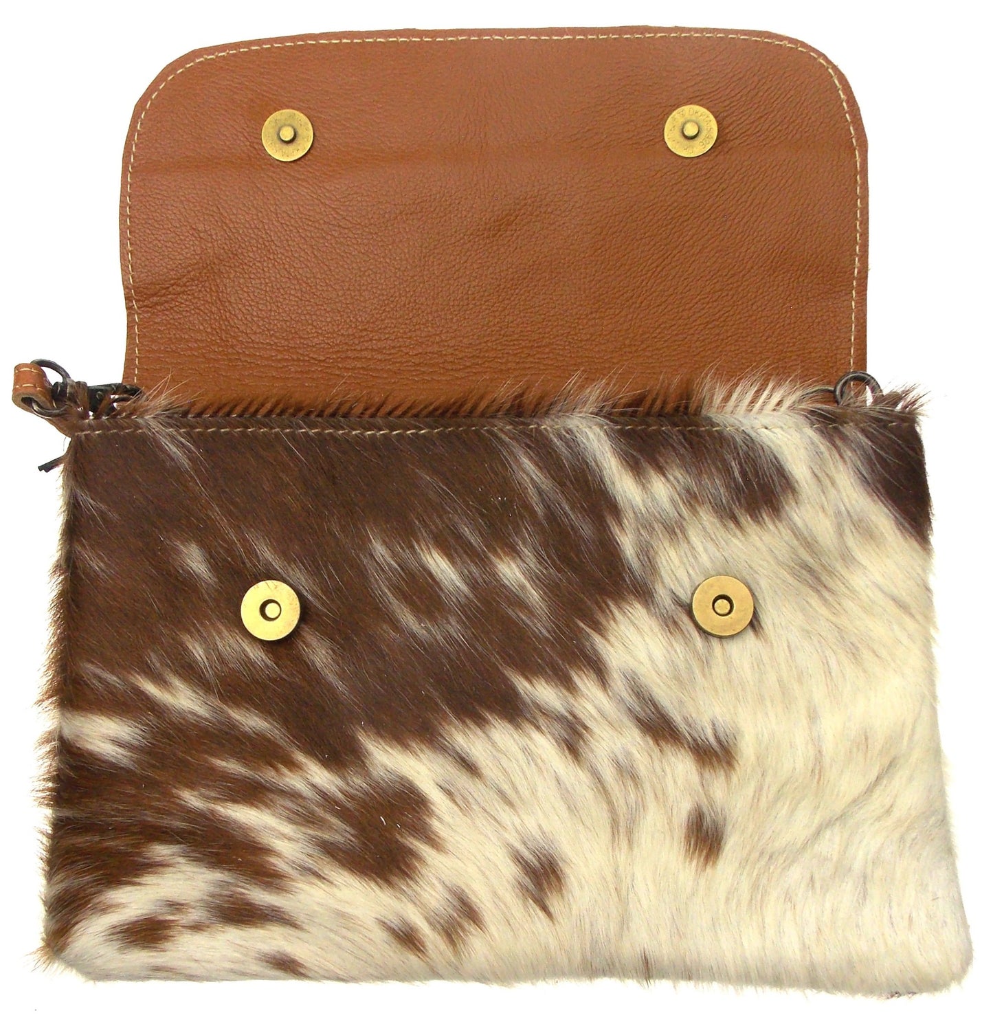 Myra Bag Brown Shells Hand Tooled Leather Hairon Handbag Eco Friendly Up Cycled