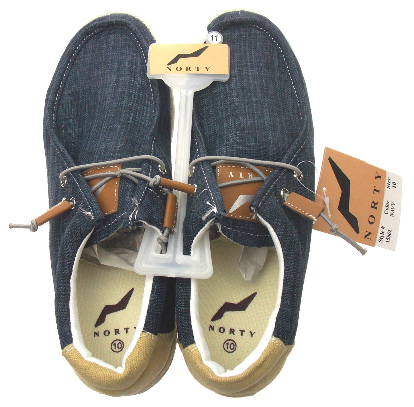 NORTY Mens Lightweight Loafer Slip On Lace Up No Tie Casual Boat Shoe Navy Blue