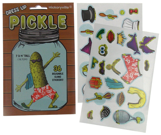 Dress Up Pickle 36 Reusable Cling Stickers Easy Fold Up Stand Christmas Kid Gift