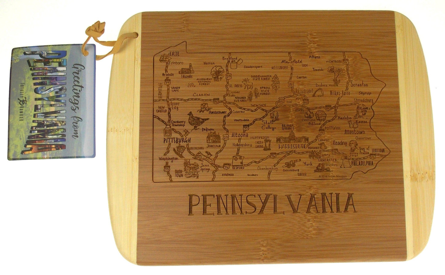 A Slice Of Pennsylvania State Bamboo Cutting Cheese Board Laser Etched 11x9