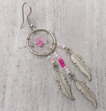 Handcrafted Pink Dream Catcher Earrings Spirit of Nature Native Design Southwest