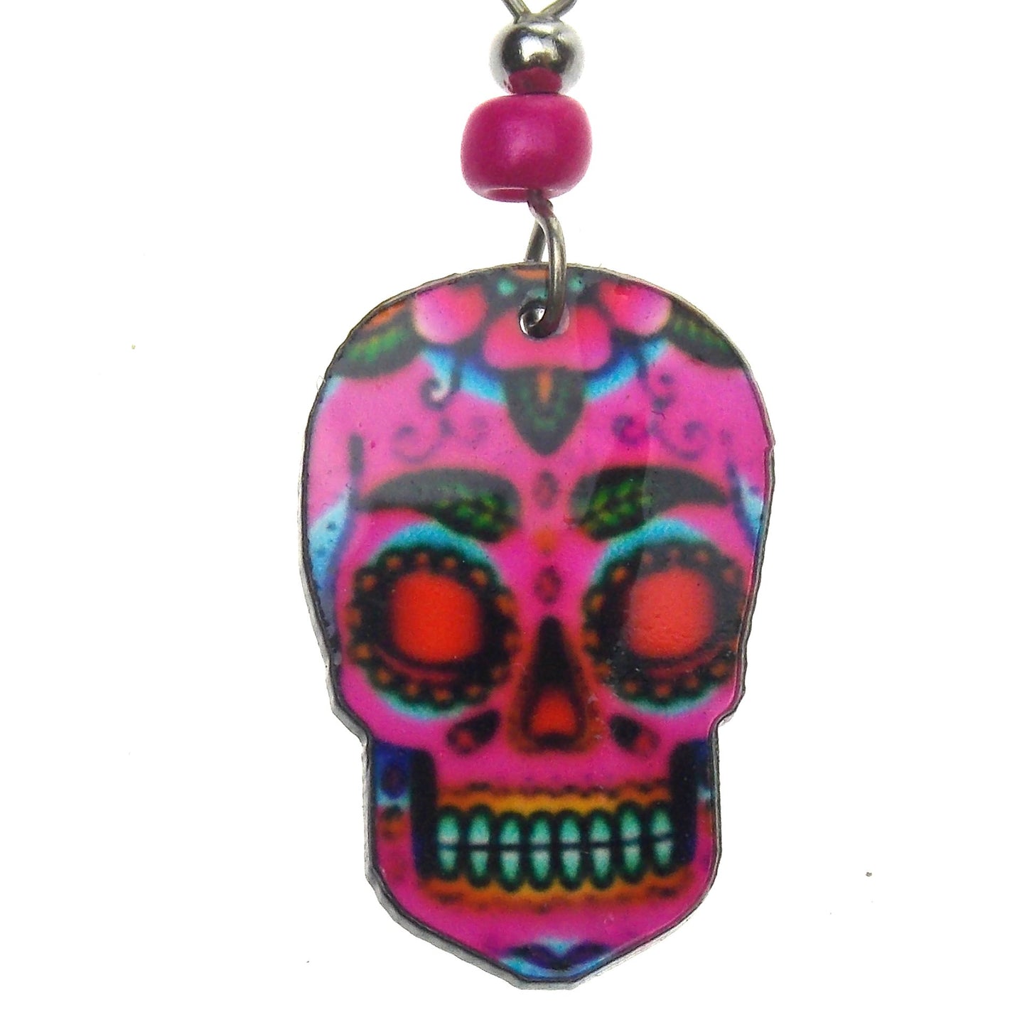 Handcrafted Pink Sugar Skull Earrings Spirit Nature Native Southwest Xmas Gift