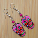 Handcrafted Pink Sugar Skull Earrings Spirit Nature Native Southwest Xmas Gift
