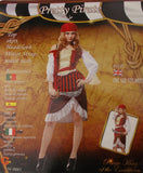 Pretty Pirate Gold Vest Halloween Costume One Size XS-M Top Skirt Headcloth Sash