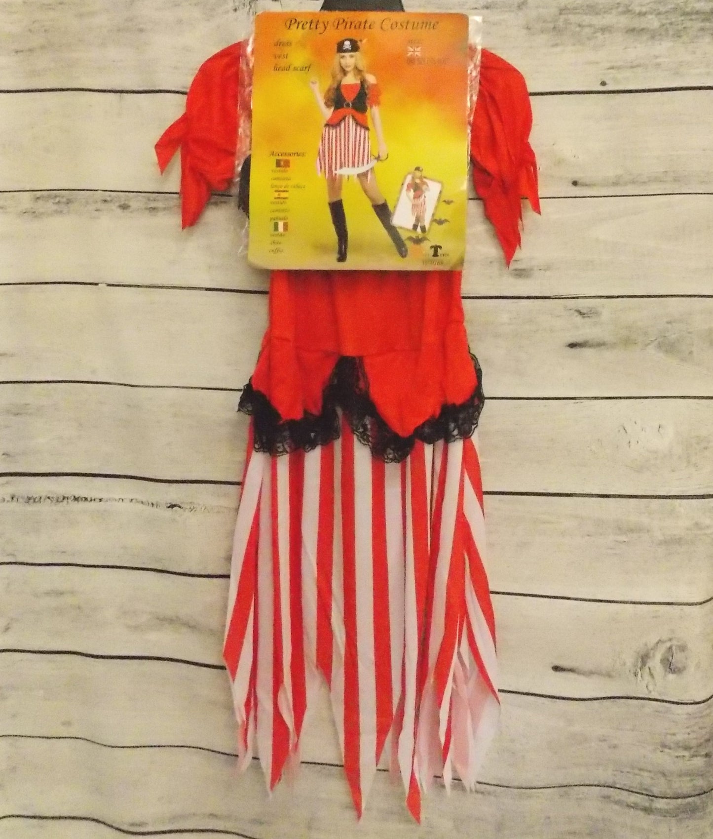 Pretty Pirate Halloween Costume One Size Junior XS-M Dress Adult Vest Head Scarf