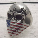 Skull Ring Stainless Steel Punk Biker Sunglasses USA Flag Choice Size Gothic