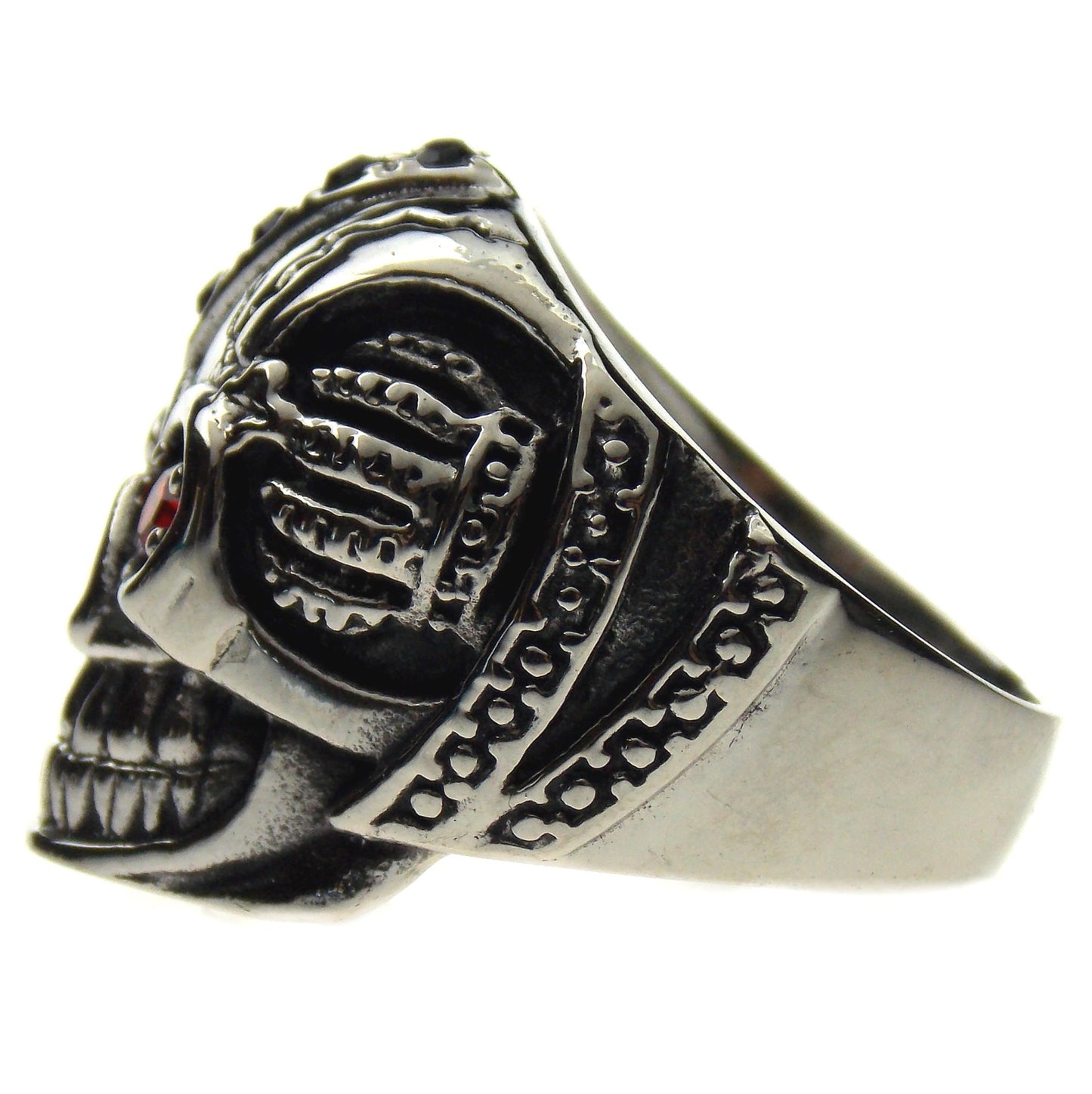 Skull Ring Stainless Steel Punk Biker Red Eye Gothic Halloween Teeth Xmas Gift