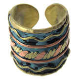 Anju Copper Brass Patina Collection Ring Abstract Design Handcrafted Adjustable