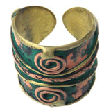 Anju Copper Brass Patina Collection Ring Spiral Design Handcrafted Adjustable