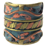 Anju Copper Brass Patina Collection Ring Parallel Design Handcrafted Adjustable