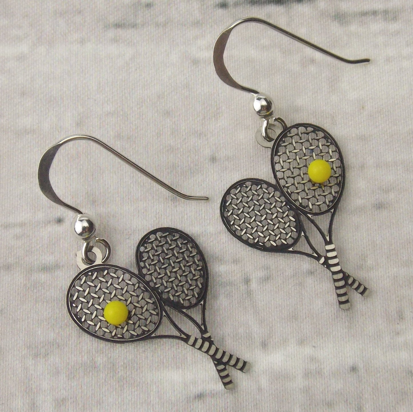 Sienna Sky Tennis Racket Earrings Hypoallergenic Sterling Silver US Dangle Gift