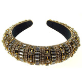Natalie Mills Gold Padded Headband Bling Gems Rhinestones Fashion Handmade Gift