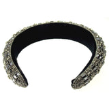 Natalie Mills Silver Padded Headband Bling Gems Rhinestones Fashion Handmade