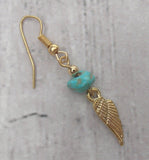 Handcrafted Turquoise Stone Wing Charm Earrings Spirit of Nature Native Design
