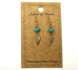 Handcrafted Turquoise Stone Wing Charm Earrings Spirit of Nature Native Design