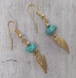 Handcrafted Turquoise Stone Wing Charm Earrings Spirit of Nature Native Design