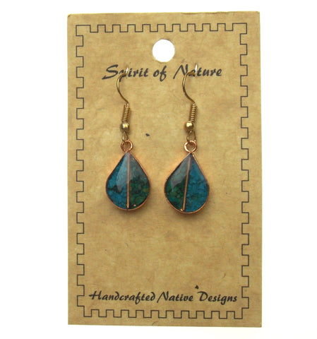 Handcrafted Turquoise Copper Teardrop Earrings Spirit of Nature Native Design