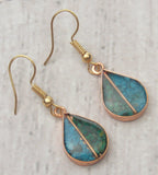 Handcrafted Turquoise Copper Teardrop Earrings Spirit of Nature Native Design