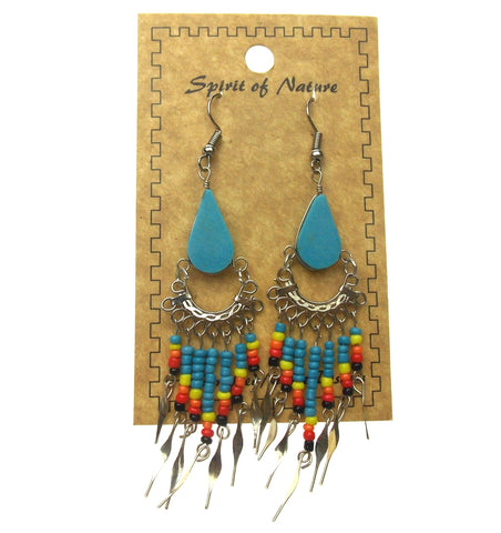 Turquoise Teardrop Earrings Spirit of Nature Native Design Southwest Handcrafted