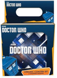 Vandor Doctor Who 4 Piece Ceramic Coaster Set Square Tardis Cyberman Dalek Gift